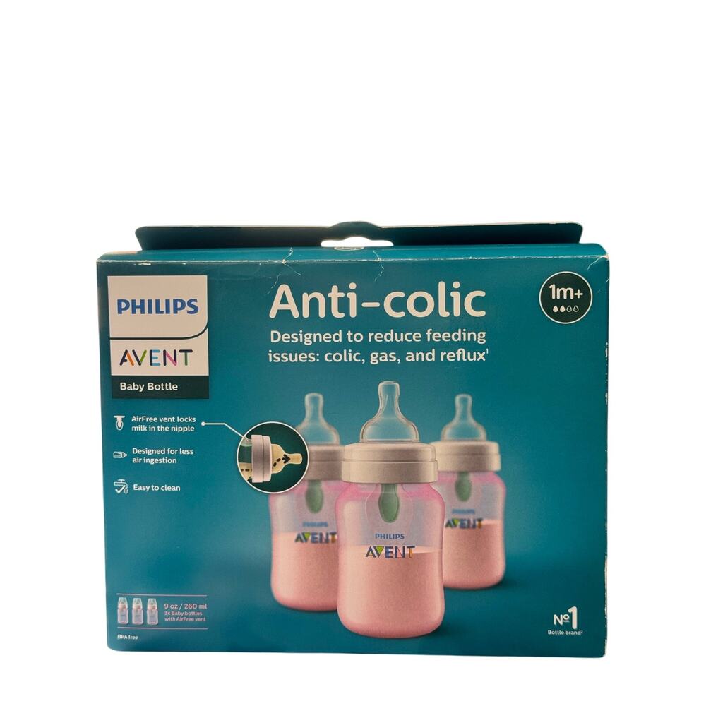 Philips Avent Anti-Colic Bottle With AirFree Vent Pink 9 oz 3 Ct.